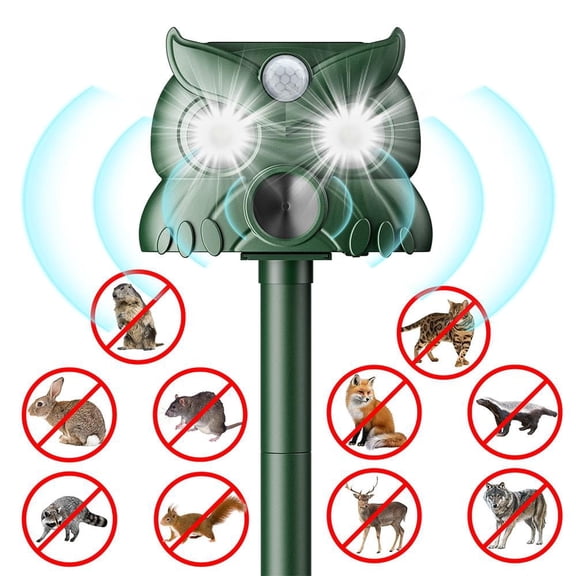 KRONDO Solar Ultrasonic Animal Repeller – 17.3x5.9 Inch, Motion Sensor Strobe Light for Garden, Deter Deer Cat Rabbit Raccoon