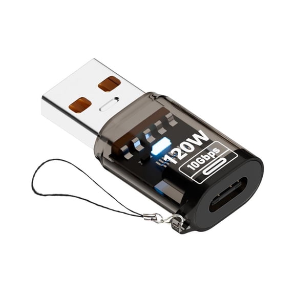 KRONDO Type-C to USB A Converter with Light 120W, Type C Male to USB A Female Adapter, USB-A Extender Clear Shell Adapter Type C Male to USB A Female Adapter
