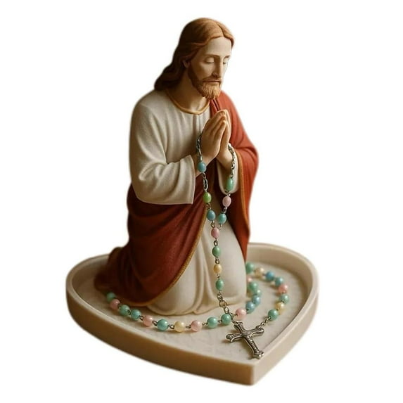 KRONDO Virgin Mary Rosary Holder,Elegant Our Lady Prayer Rosary Stand,Virgin Mary Jewelry Stand, Rosary Stand, Christian Catholic Gifts for Religious Home Decoration