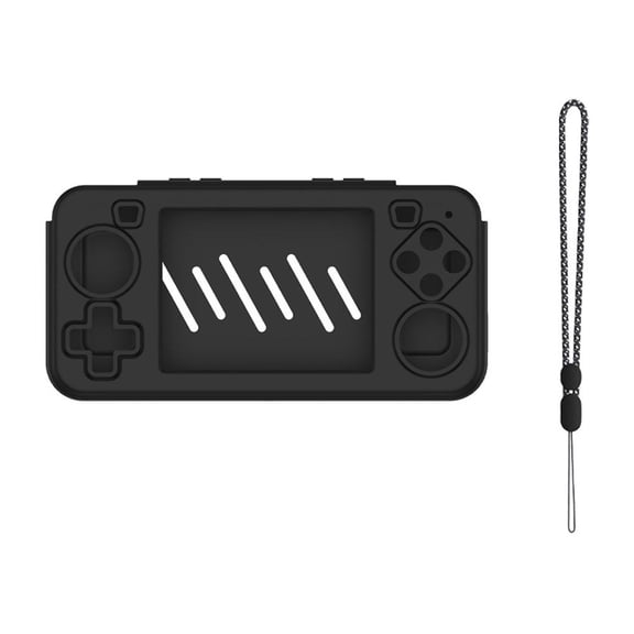 KRONDO for R36H Silicone Protective Case, R36 H Handheld Game Console Accessories, Anti-Scratch Washable Soft Sleeve Cover with Lanyard Black