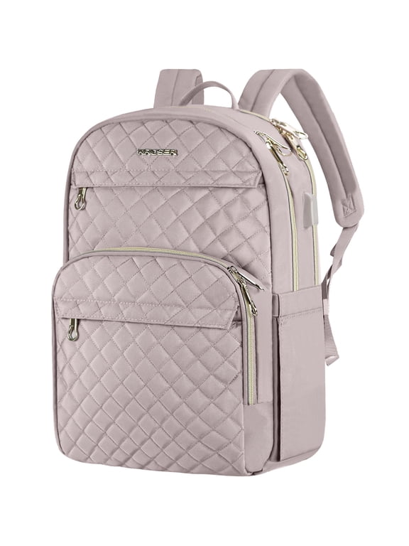 15.6" Laptop Backpack Daypack Nylon School Backpack, Dusty Pink