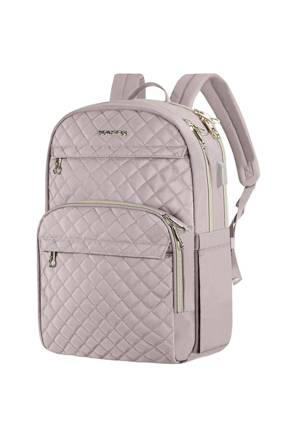 15.6" Laptop Backpack Daypack Nylon School Backpack, Dusty Pink