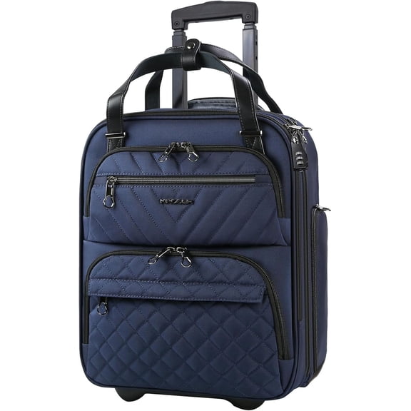 KROSER 16-Inch Quilt Underseat Carry on Luggage, Navy