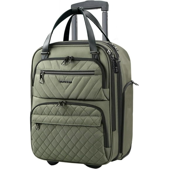 KROSER 16-Inch Quilt Softside Underseat Luggage, Olive