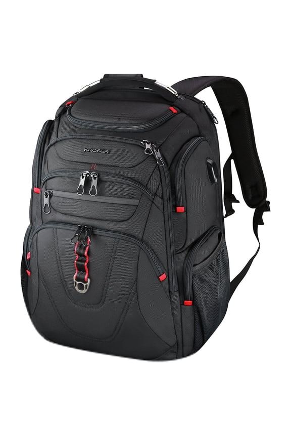 17.3" Laptop Backpack, College Daypack, Business Backpack with USB Charging Port, Black