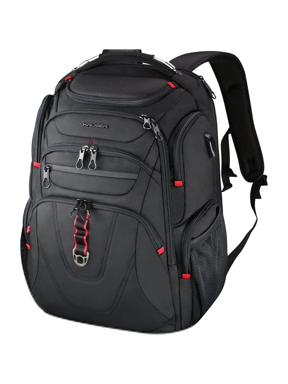 17.3" Laptop Backpack, College Daypack, Business Backpack with USB Charging Port, Black