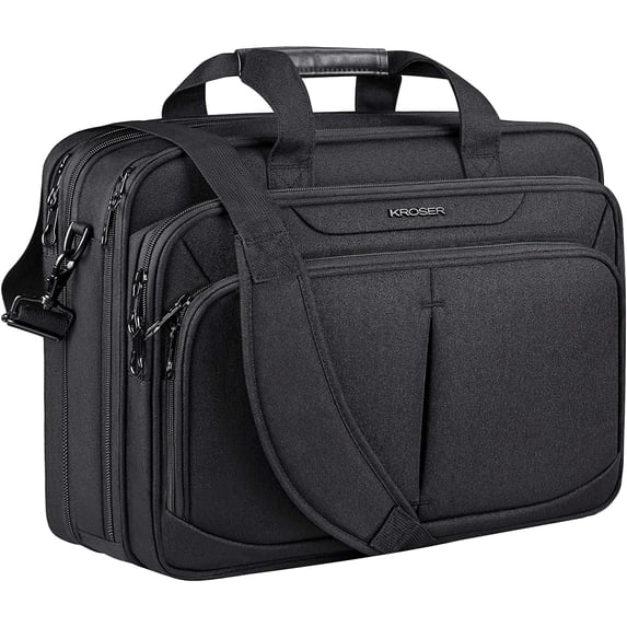 KROSER 17.3" Premium Canvas Laptop Messenger Bag - Black, 1-Piece