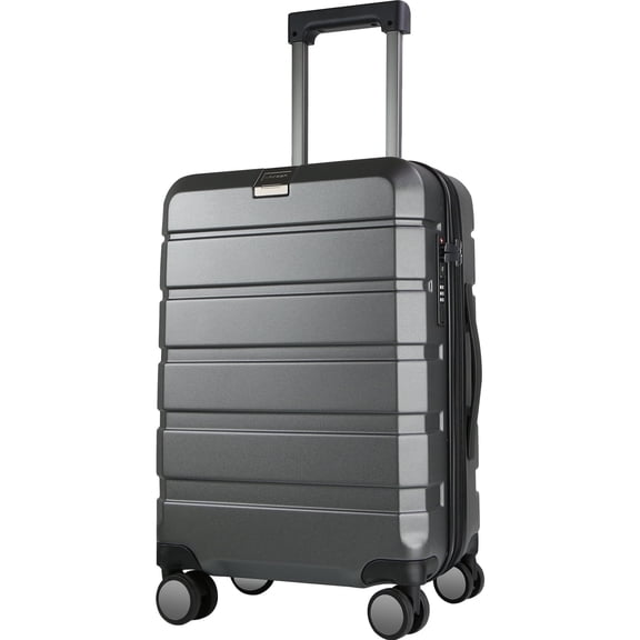 KROSER 20 Inch Hardside Expandable Spinner Carry On Suitcase, Steel Grey
