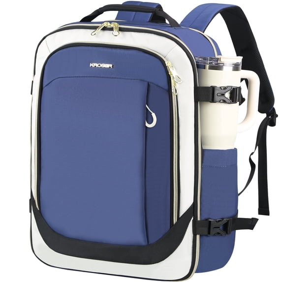 KROSER 40L Travel Backpack for Women, Airline Approved Carry On Backpack with 2 Packing Cubes, Waterproof Personal Item Bag Fits 17.3" Laptop, TSA Traveling Essentials Weekender Overnight Backpack