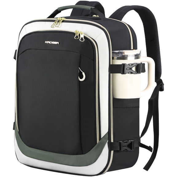 KROSER 40L Travel Backpack for Women, Airline Approved Carry On Backpack with 2 Packing Cubes, Waterproof Personal Item Bag Fits 17.3" Laptop, TSA Traveling Essentials Weekender Overnight Backpack