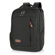 KROSER Water-Resistant Poly Fabric Laptop Backpack 17.3 inches Charcoal Black