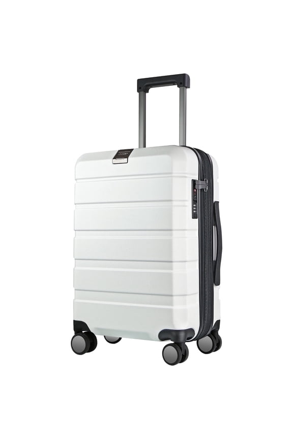 Carry On Luggage 20" Hardside Expandable with Spinner Wheels & Built-in TSA Lock, Durable Suitcase Rolling Luggage with USB Port, White