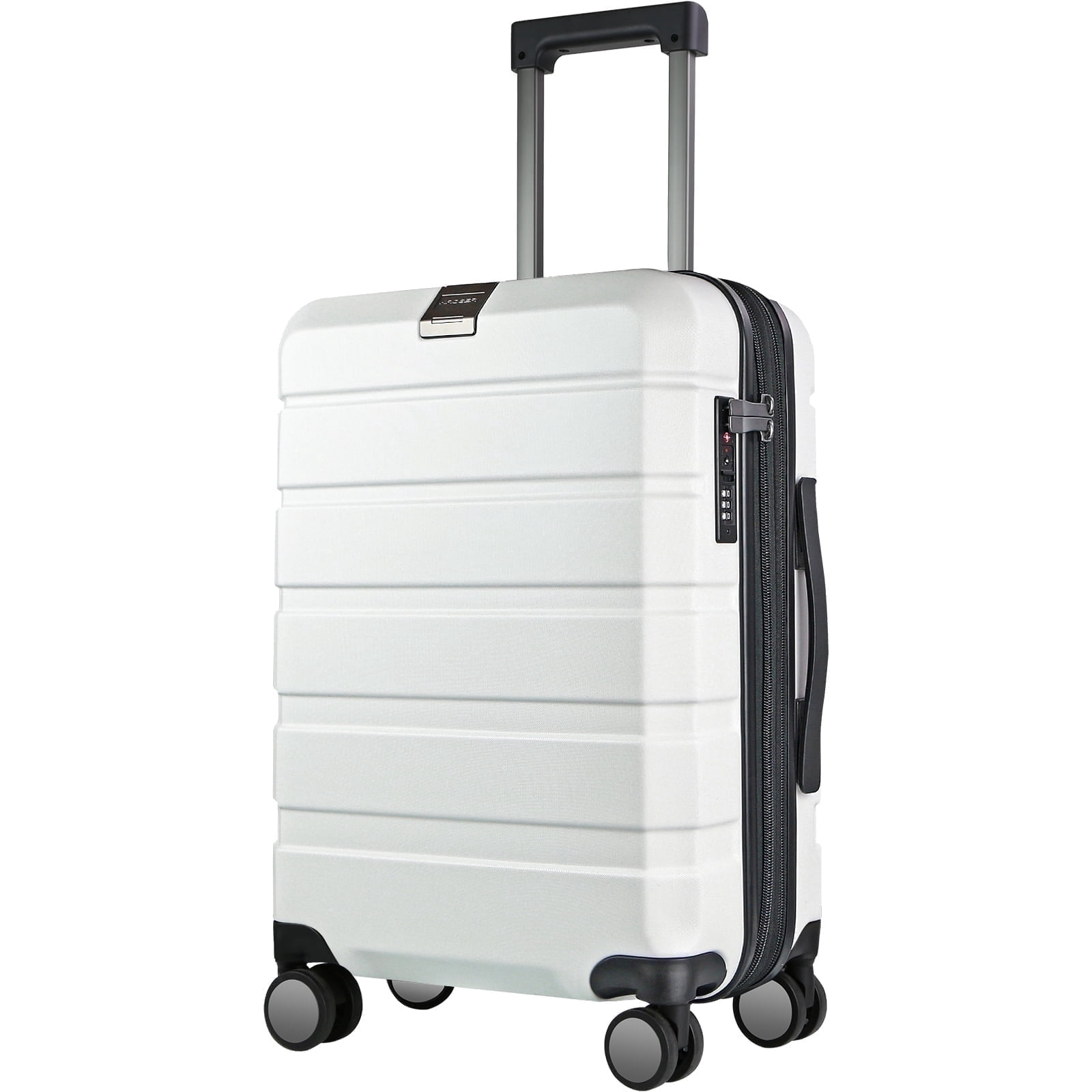 KROSER Carry On Luggage 20" Hardside Expandable with Spinner Wheels & Built-in TSA Lock, Durable Suitcase Rolling Luggage with USB Port, White