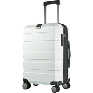 KROSER Carry On Luggage 20" Hardside Expandable with Spinner Wheels & Built-in TSA Lock, Durable Suitcase Rolling Luggage with USB Port, White