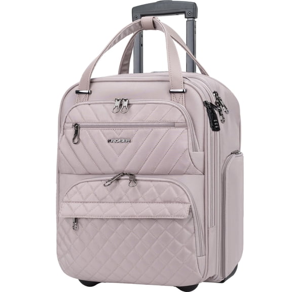 KROSER Carry On Underseat 16-inch Lightweight Overnight Suitcase - Dusty Pink