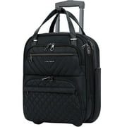 KROSER Carry On Underseat Luggage, 16-inch Lightweight Overnight Suitcase, Black