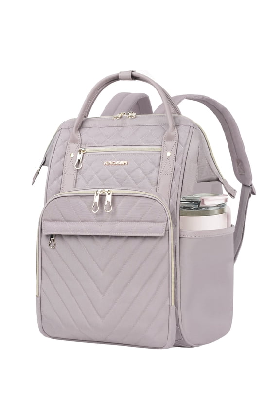 Laptop Backpack 17" Stylish Backpack Water Repellent College Casual Daypack with USB Port Travel Business Work Bag for Men/Women-Quilted Dusty Pink