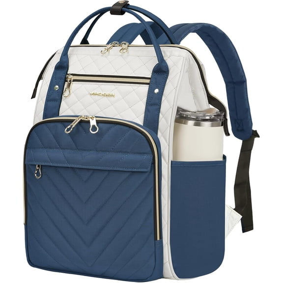 KROSER Laptop Backpack 17" Stylish Backpack Work for Men-Beige/Haze Blue | Water Repellent College Casual Daypack Travel Business Women