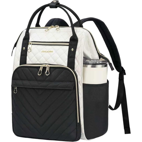 KROSER Laptop Backpack 17" Stylish Backpack Work for Men/Women-Beige/Black