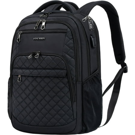 KROSER Men's USB Charging Port Water Resistant Quilted Laptop Backpack