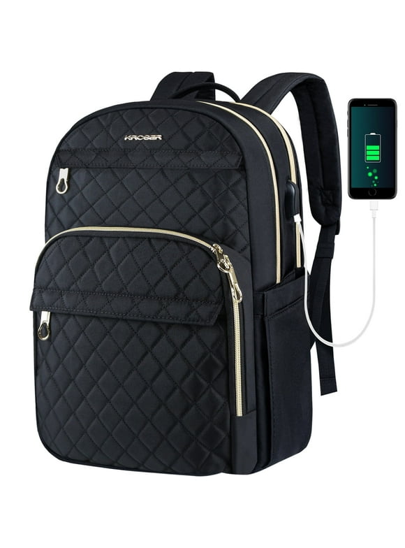 15.6" Laptop Backpacks, Adjustable Straps, Polyester, Black