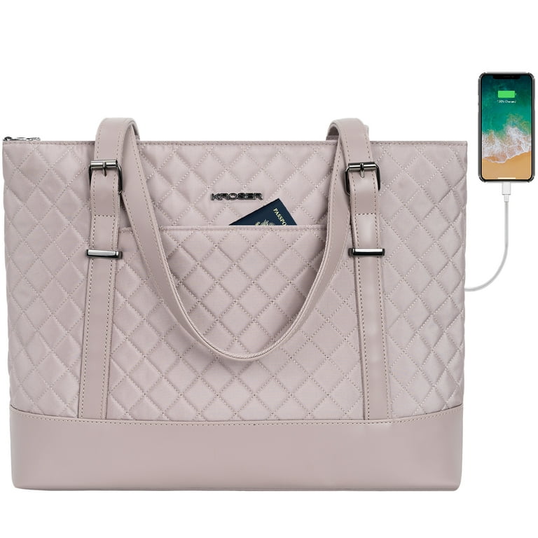 KROSER Laptop Tote Bag 15.6 inch Computer Bag Shoulder Bag Women Handbag Quilt Dusty Pink Women s Size One Size
