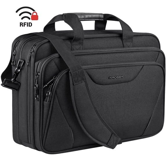 KROSER Large 17.3" Laptop Messenger Carrying Bag, Black