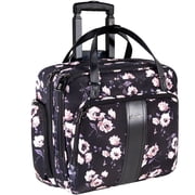KROSER Rolling Laptop Briefcase Rolling Laptop Bag For 15.6 Laptop Rolling Tote-Rose Pattern