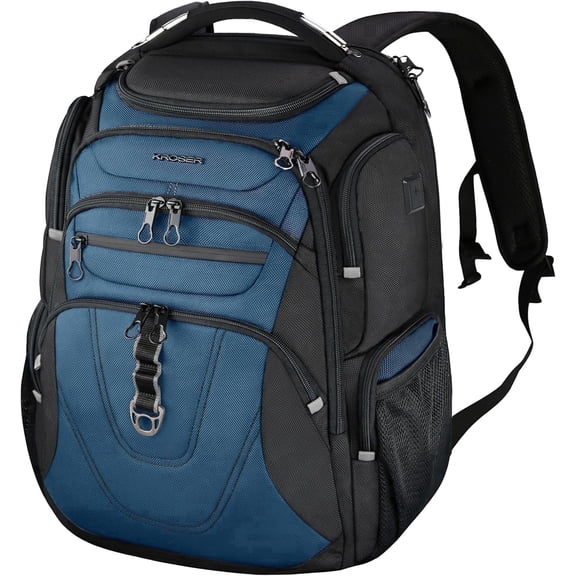 KROSER Unisex Waterproof Polyester 18.4 in Laptop Backpacks, Black