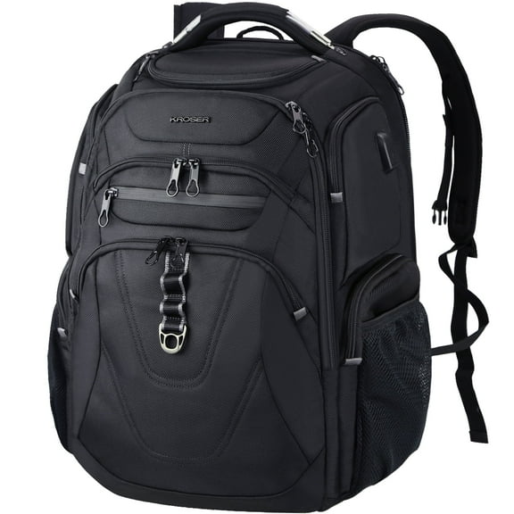 KROSER TSA Friendly Travel Laptop Backpack 18.4 inch XXXL Gaming Backpack-Black