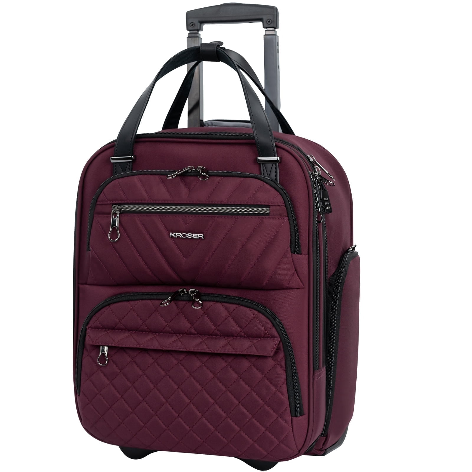 KROSER 16-Inch Underseat Carry-On Luggage with Water-Resistant Material, Padded Handle & Wheels