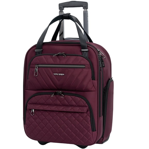 KROSER 16-Inch Underseat Carry-On Luggage with Water-Resistant Material, Padded Handle & Wheels