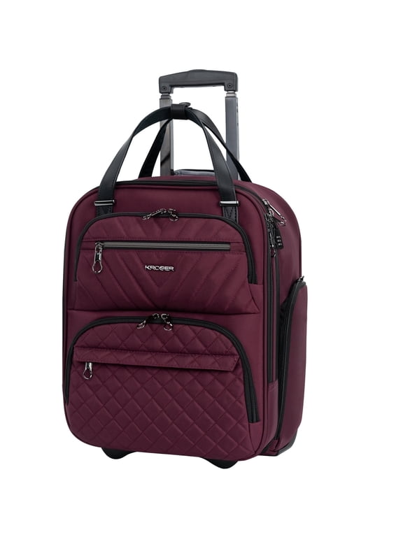 16-Inch Underseat Carry-On Luggage with Water-Resistant Material, Padded Handle & Wheels