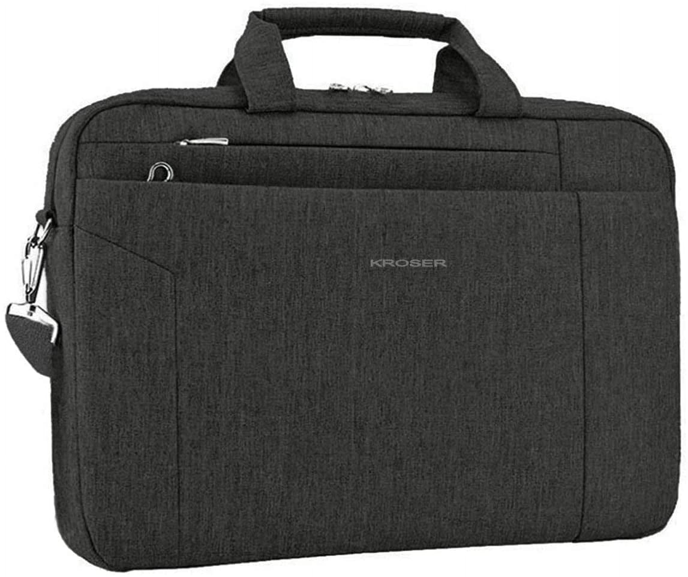 KROSER Unisex Adjustable Straps Foam Laptop Briefcase, 15.6", Black, 1-Piece