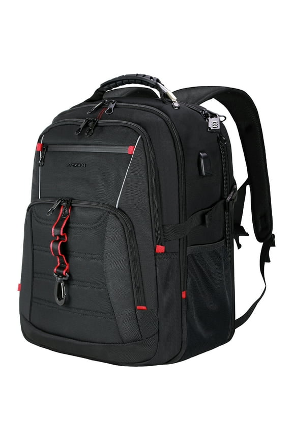 Unisex Durable Multifunction 18.4inch Laptop Bag with USB Charging Port, Black