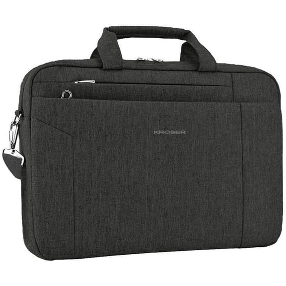 KROSER Unisex lightweight Canvas poly 15.6" Laptop Briefcase, Black