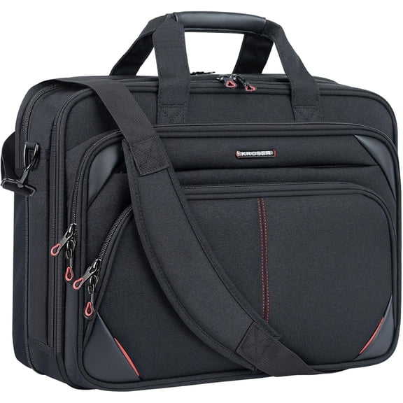 KROSER 15.6" Water Repellent Canvas Poly Multicolor Laptop Messenger Bag, Black