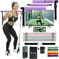 thumbnail image 1 of KROSSIL Portable Pilates Bar Kit with Resistance Bands | Adjustable Resistance Band Bar Home Workout Fitness Kit | 6 Resistance Bands for Men and Women | Purple, 1 of 8