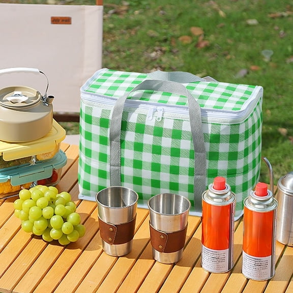 KRQAP Outdoor Portable Picnic Basket Foldable Camping and Travel Picnic Basket Large Capacity Thickened Aluminum Foil insulated Picnic Basket Cooler Box, Home Items Summer Savings