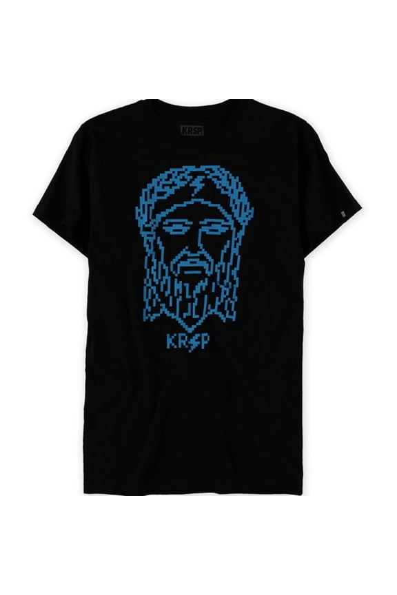 . Mens 8 Bit Zeus Graphic T-Shirt, Black, Small