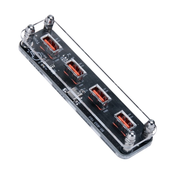 KRTYDBFZ 4 USB Port Power Hub Featuring Clear Acrylic Base Portable USB Device Suitable for Efficient Multiple Device Charging