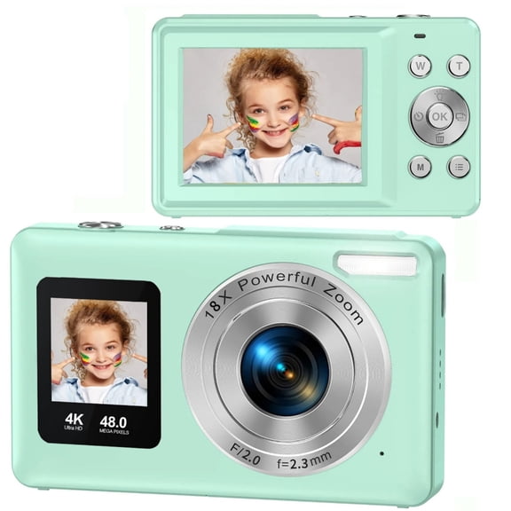 KRTYDBFZ Mini 4K Digital Camera With Double Screens Flash Light For Kids And Travel