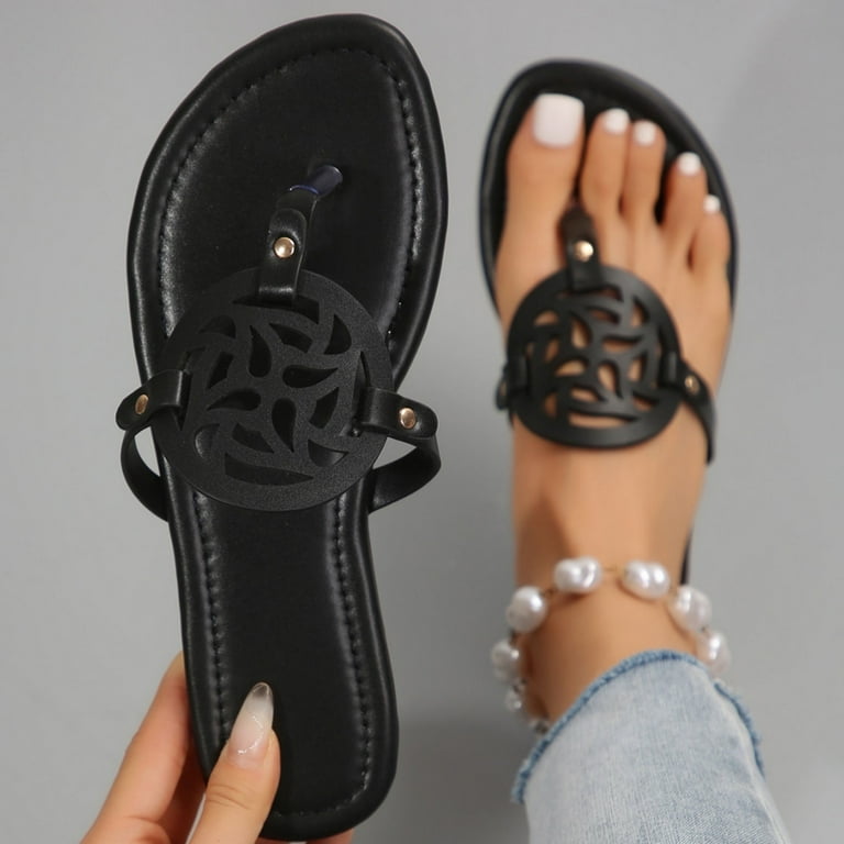 KRUEM Leather Flat Sandals Flip Flop Sandals Comfortable Dressy Thong Sandals Walmart