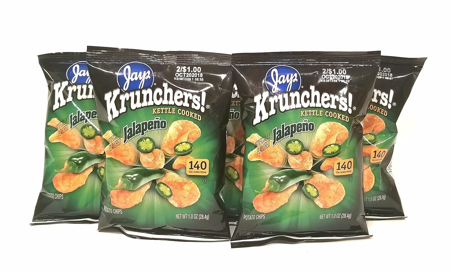 KRUNCHERS Jalapeno Potato Chips A Chicago Original 5 Pack 1 Oz Bags