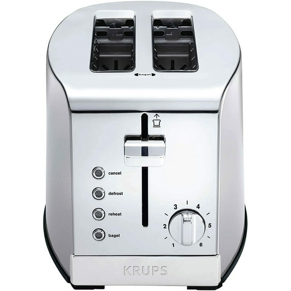 KRUPS 2 Slice Brushed Chrome and Stainless Steel Breakfast Set Toaster