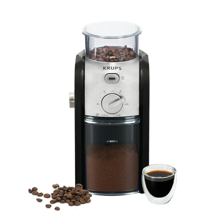 KRUPS GVX212 Burr Mill Coffee Grinder, Black 