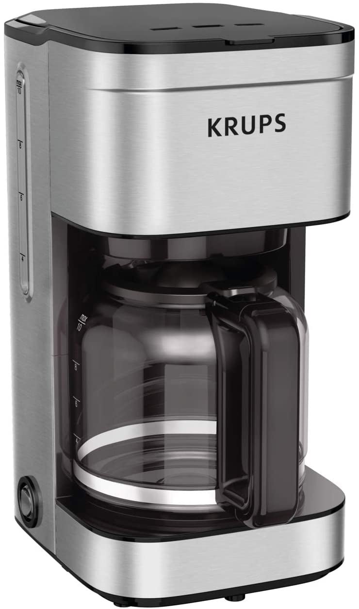 KRUPS Simply Brew Stainless Steel 10 Cup Coffee Maker, Dishwasher Safe Coffee Pot with Cold