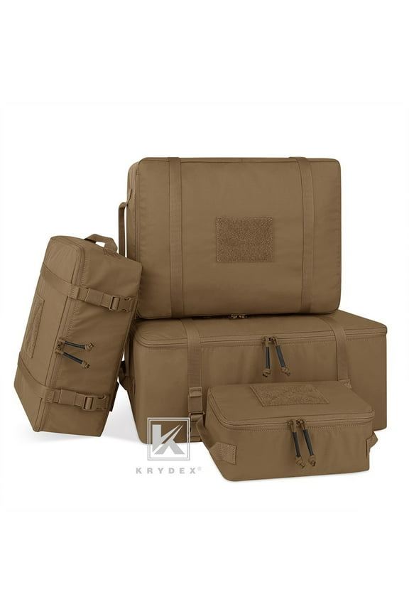 KRYDEX Tactical 4pcs Modular Pouch Set Outdoor Backpack Organizer Travel Pack CB