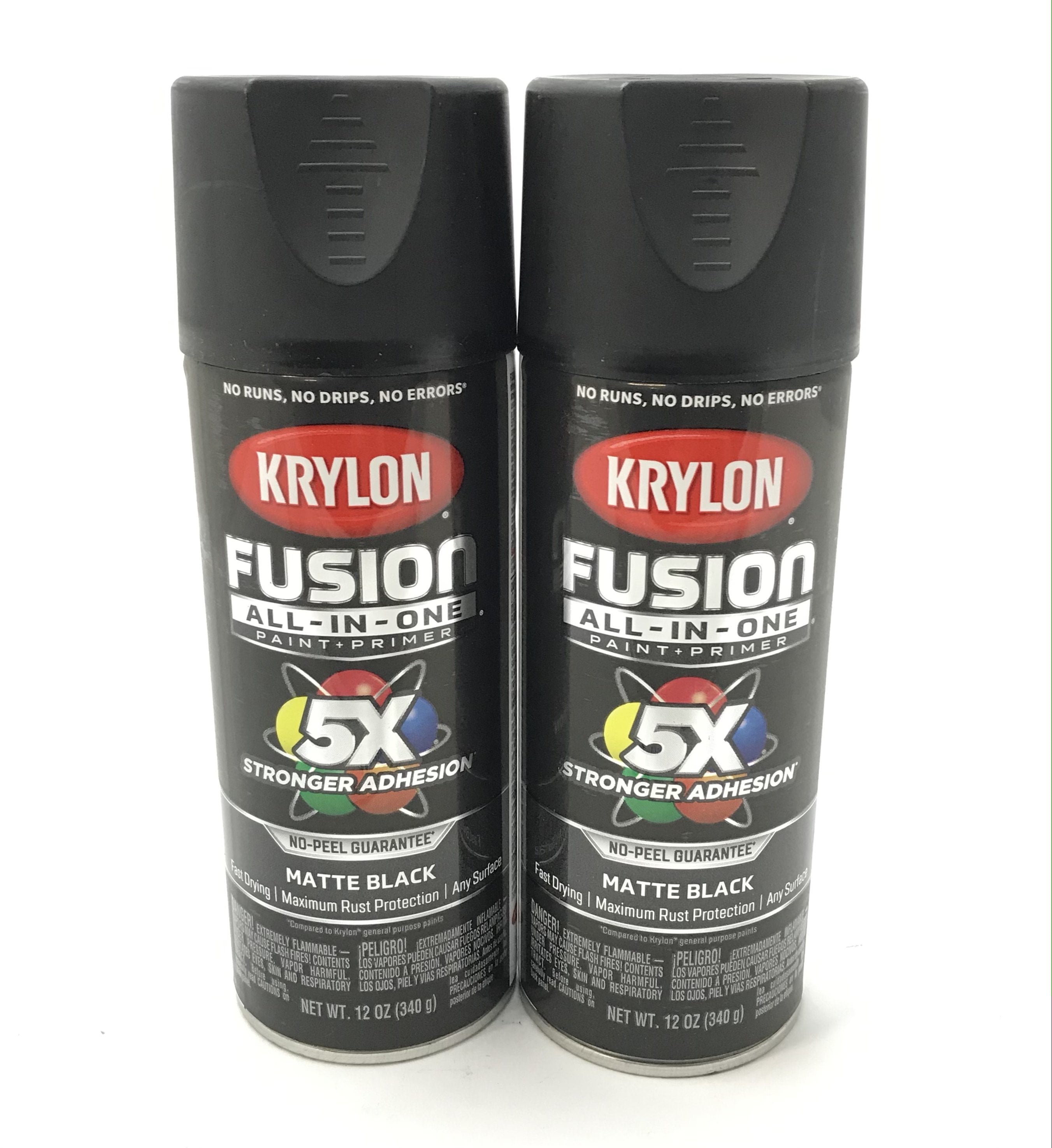 KRYLON 2754 2 PACK MATTE BLACK All-In-One Fusion Paint & Primer - No-Peel  12oz
