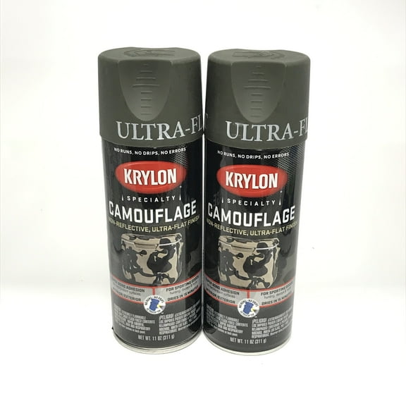 KRYLON 4293-2 PACK OLIVE Camouflage Non-Reflective Ultra-Flat Finish Spray Paint- 11 oz Aerosol